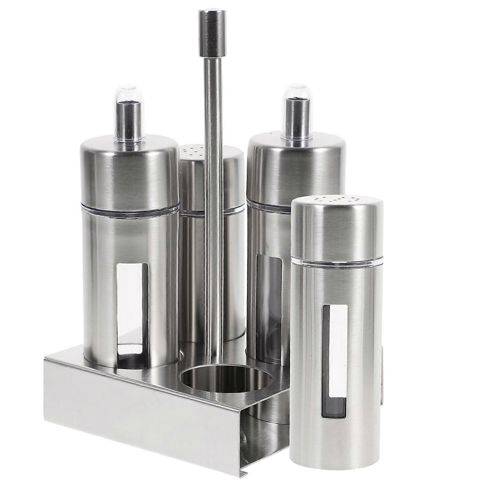 Practical Stainless Steel Spice Rack with Clear Containers for Organization