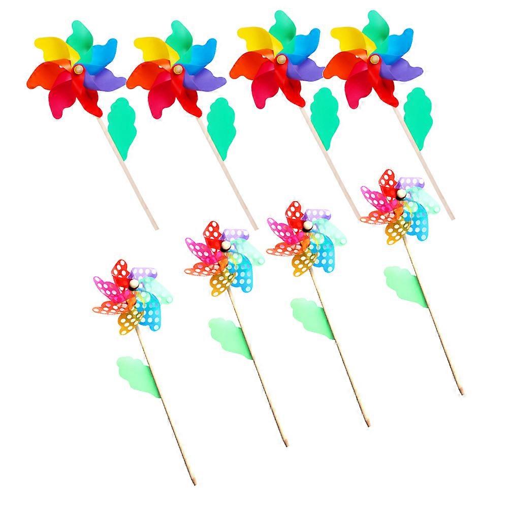 Plastic Rainbow Pinwheel DIY Windmill with Colorful Wooden Poles for Outdoor Garden Decoration – Fun Handheld Toy Easy to Assemble