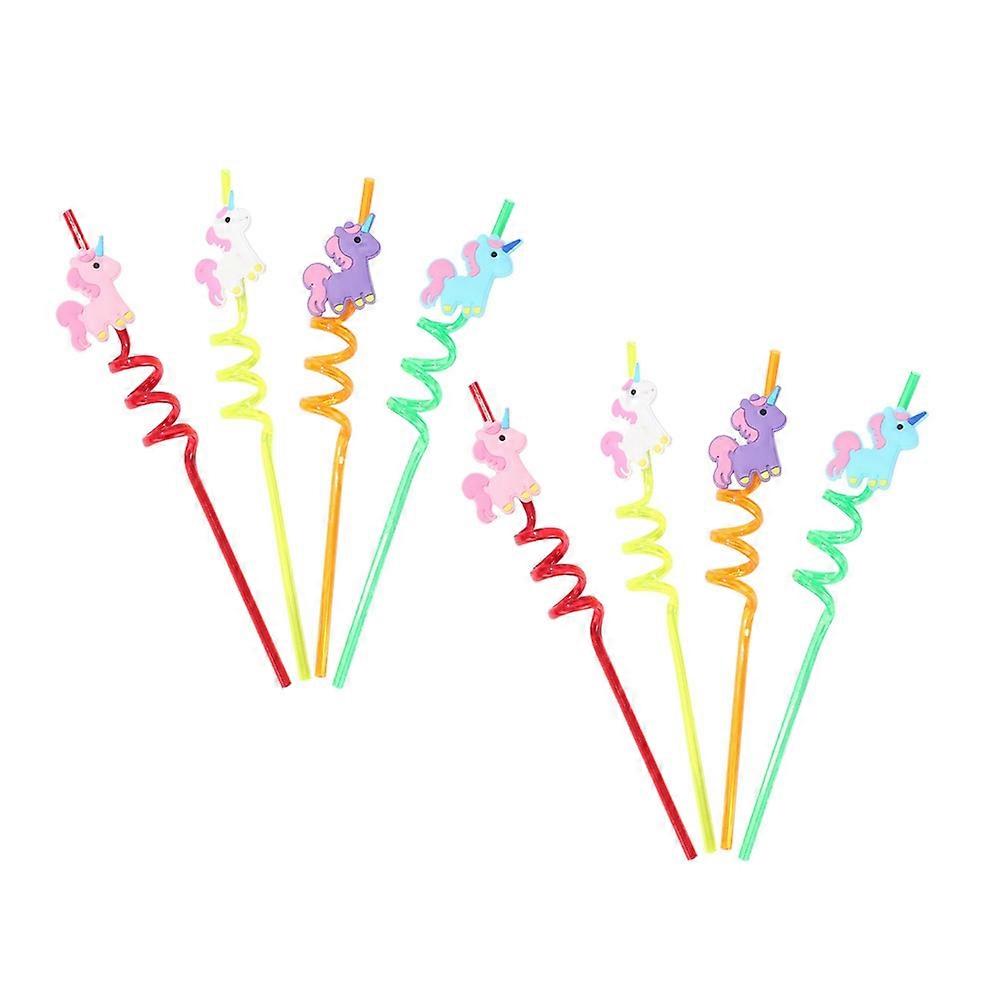 Unicorn Party Style Straw Shape 8Pcs For Drinks Decoration At Birthday And Festival Gatherings