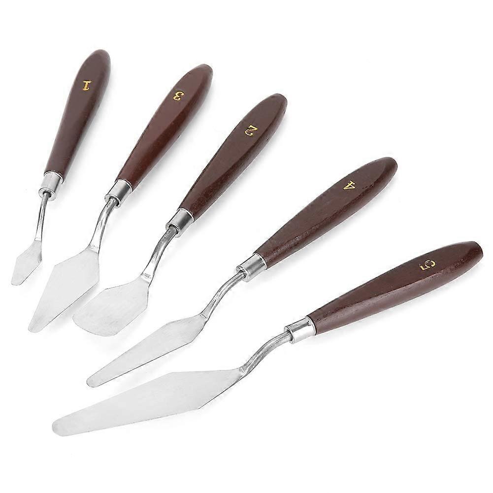 Palette Knife Set Stainless Steel with Wooden Handle for Oil Painting, 5-Piece Spatula Tools for Even Mixing