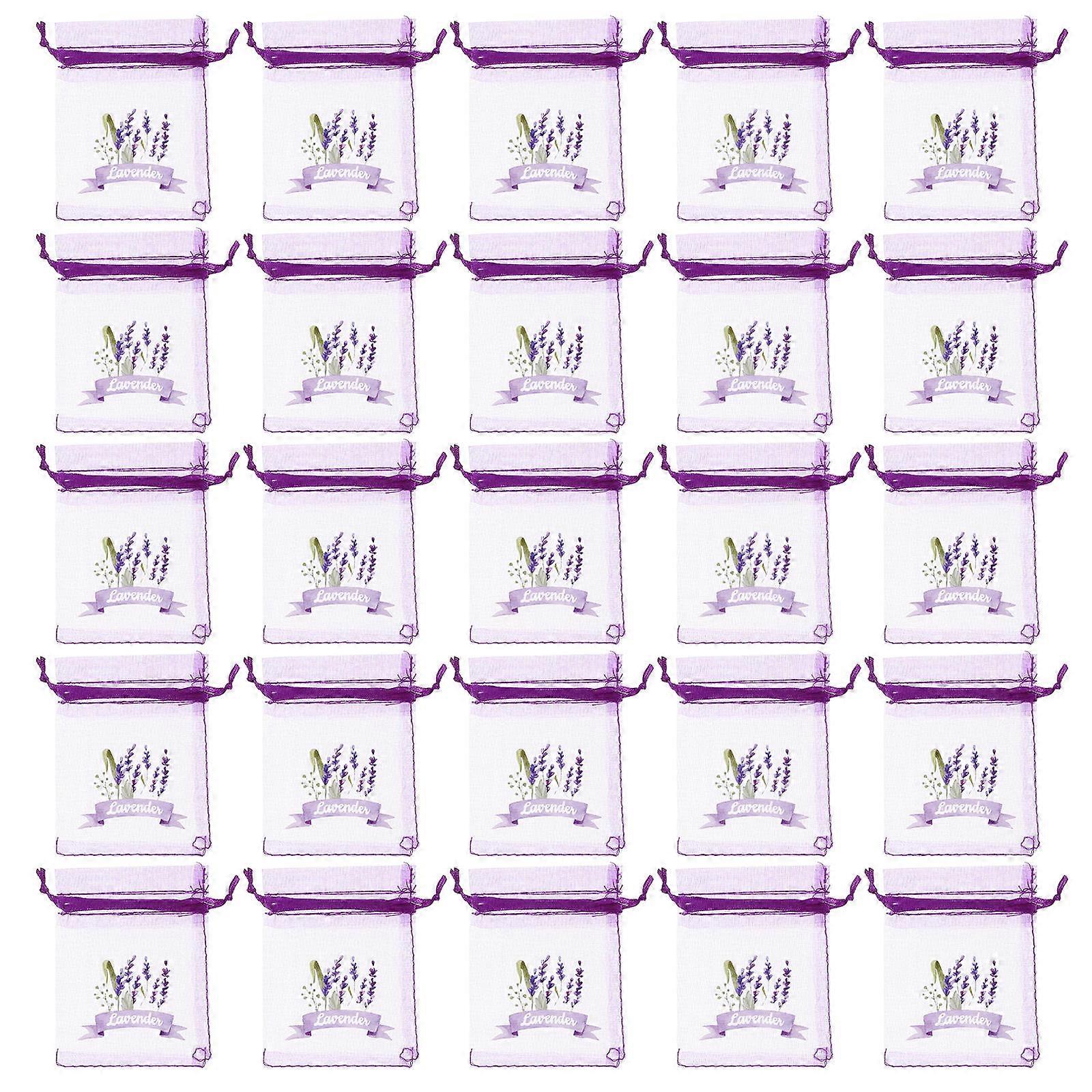 20pcs Lavender Sachet Bags with Drawstring Pouches for Dried Lavender, Jewelry Storage – Mesh Design for Airflow, Deep Purple Color for Closet