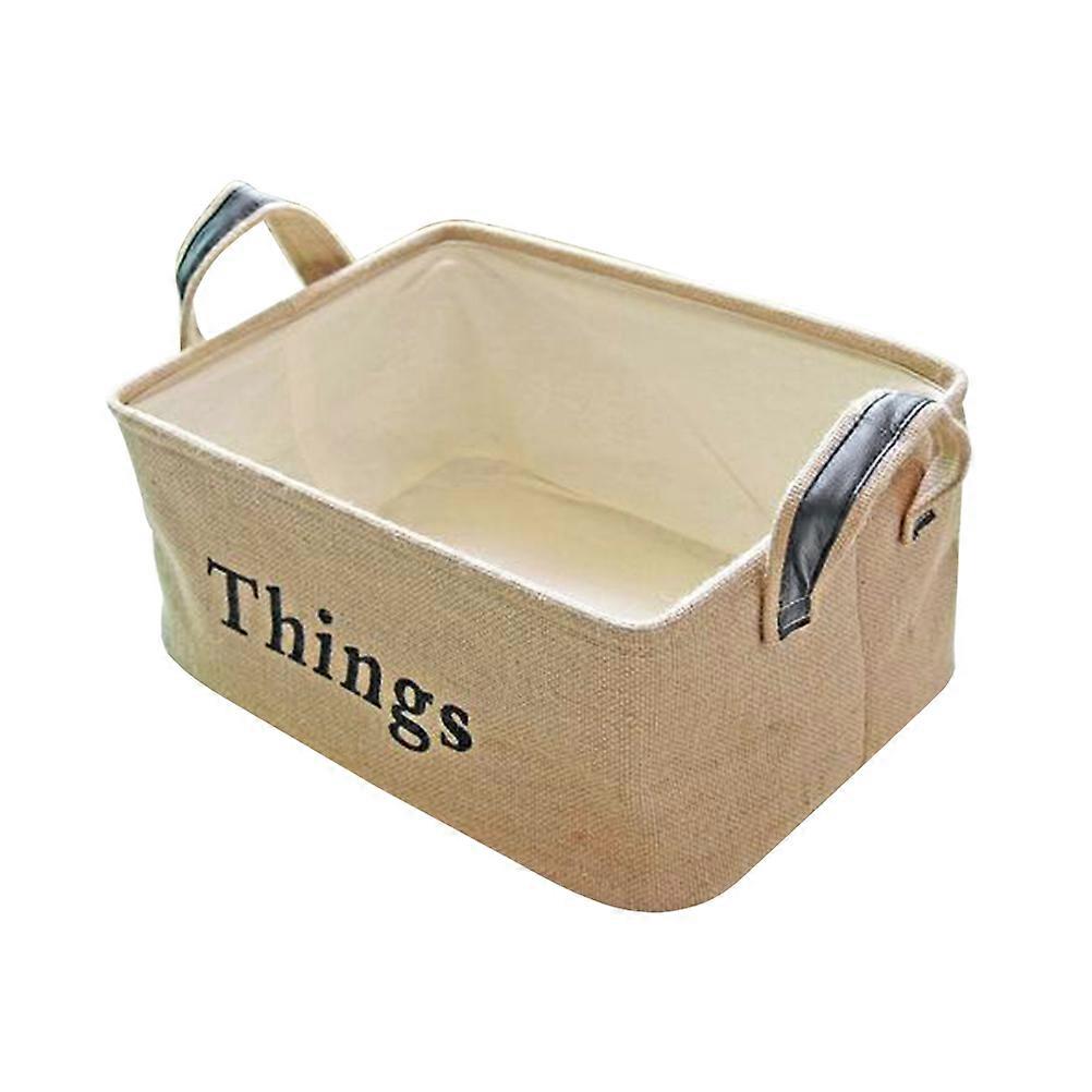 Portable Storage Box Jute Basket for Holding Sundries with Handles Large