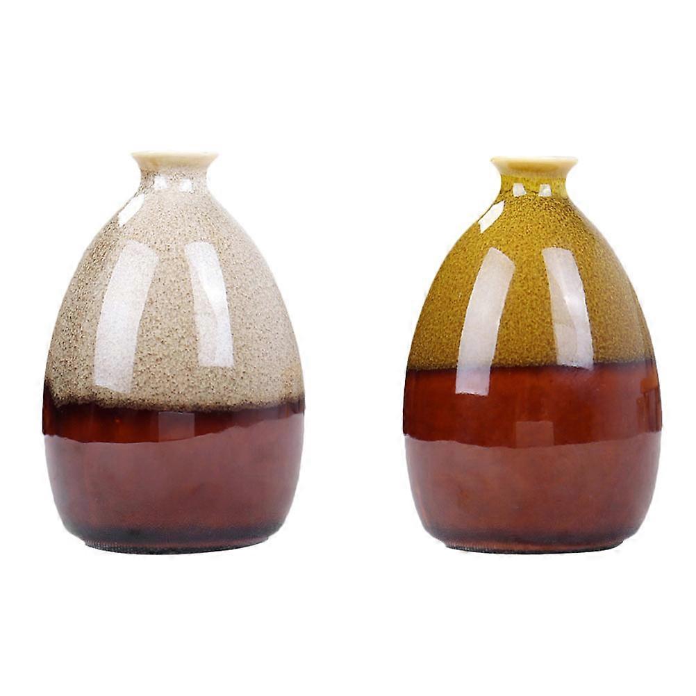 Here's a polished product description based on your input:

 

**2pcs Ceramic Desktop Vase – Minimalist Decorative Flower Container in Yellow &