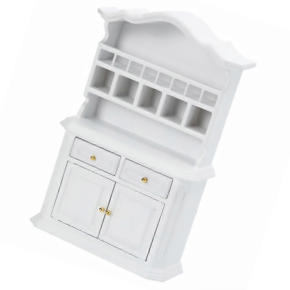 Miniature Scene Side Cabinet Mini Bookcase Mini Simulation Furniture Decorating White 15.8X9.8CM 1Pc