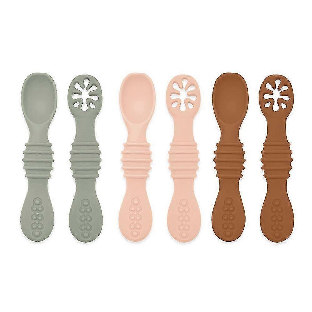 3 sets of baby silicone rice paste spoons, soft-headed spoons for eating and training can be bitten