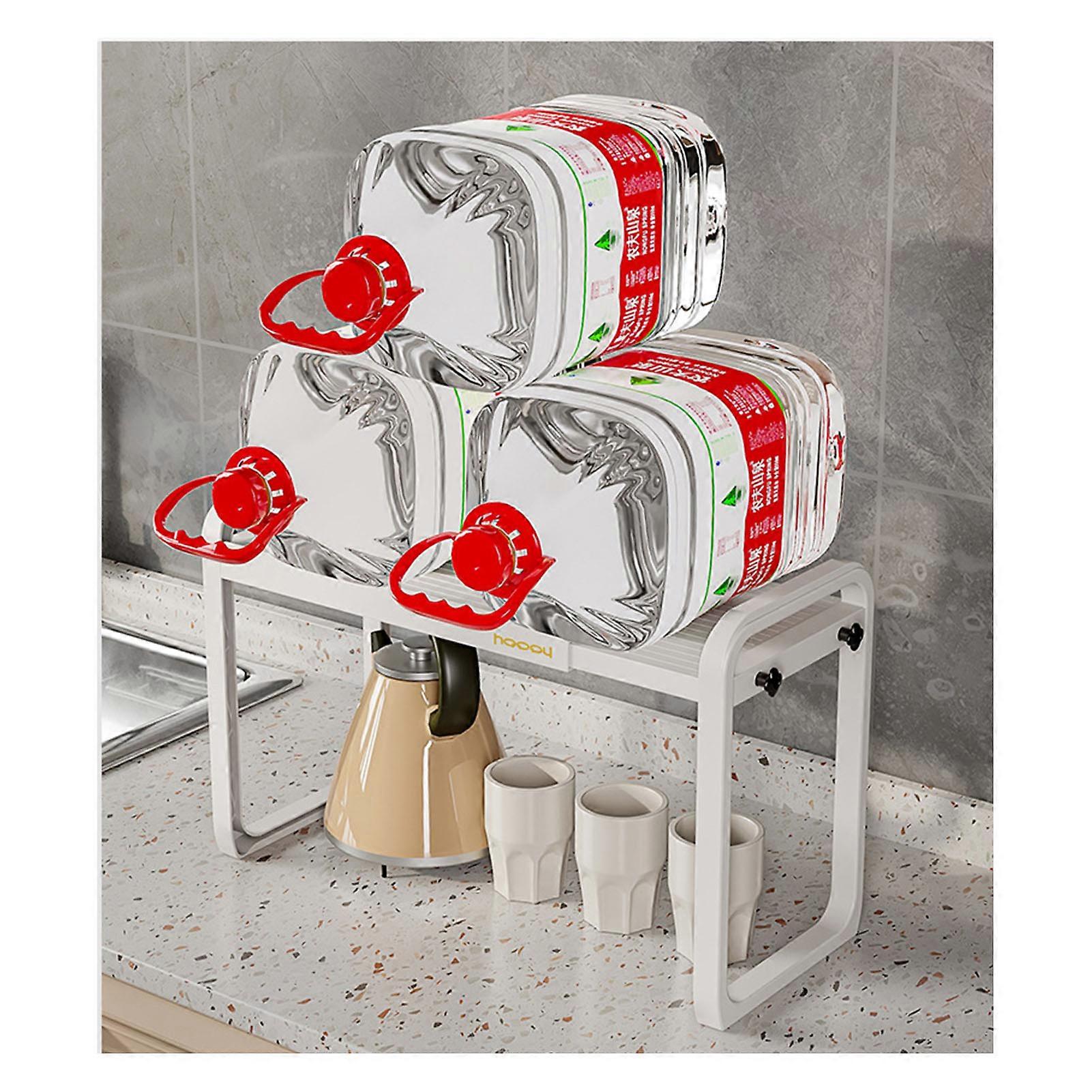 White Plastic Double Layer Telescopic Kitchen Rack 8512 Organizer
