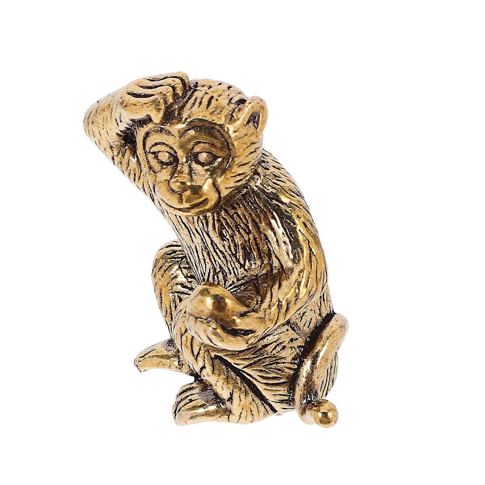 Chinese Monkey Statue Sun Wukong Sculpture Decoration Symbol of Courage and Wisdom Golden Color Small Size 1Pack