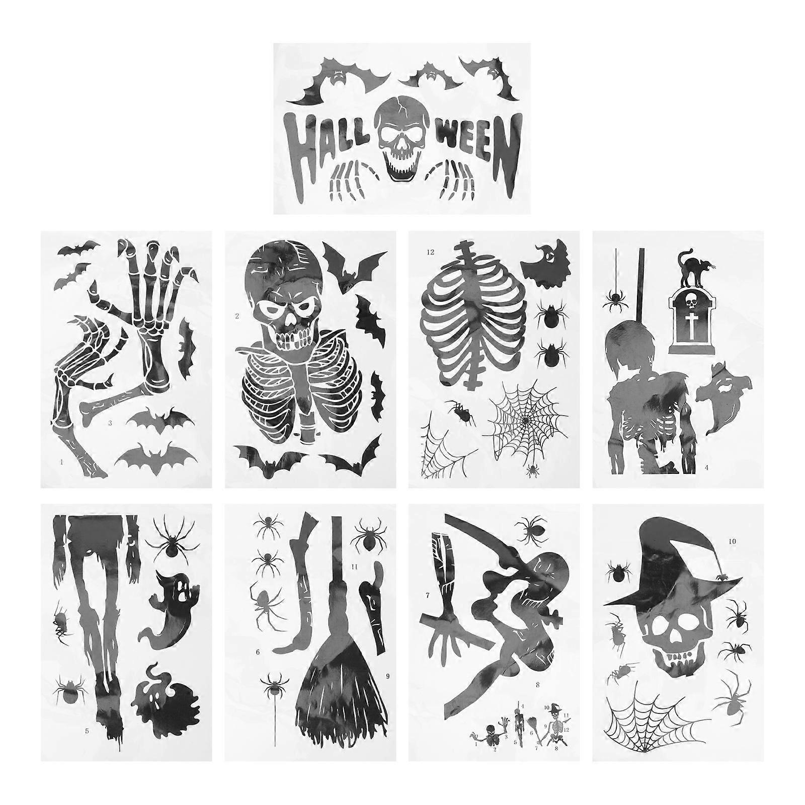 Window Clings Halloween Decorations Spooky Theme Design For Halloween Party Black 30x20cm Waterproof 9Pcs