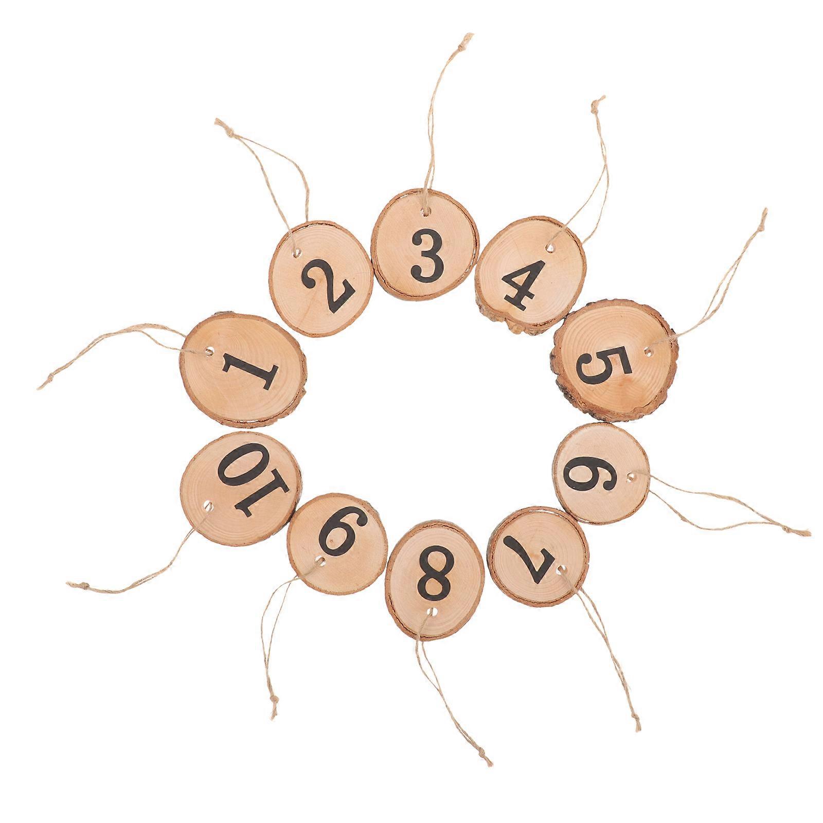 10pcs Rustic Tree Slice Table Numbers, Natural Wood Centerpieces for Weddings, DIY Crafts, and Home Decor Projects