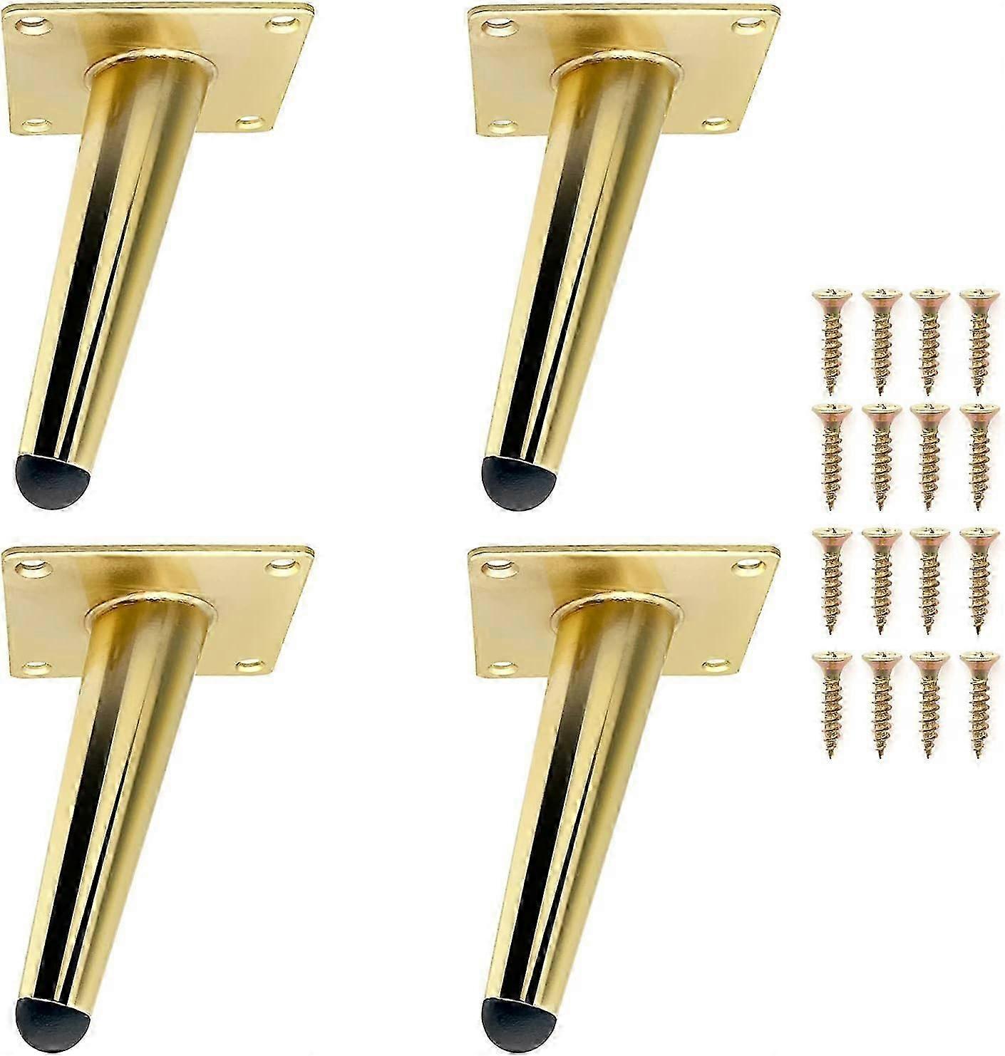 Set of 4 12cm Furniture Legs Gold Table Leg Slanted Durable Metal,for Replacing or Adjusting the Height of Bedside Tables, Sofa,TV Cabinets,Armchair e