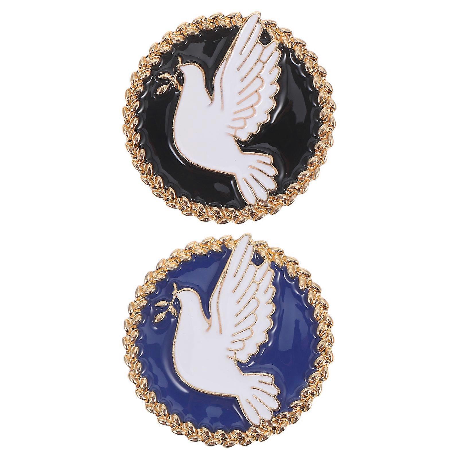 エナメルピースダブブローチクラシックラペルピン女性用スタイリッシュブラック&ブルーの衣類バッジ機会とコレクターのためのユニークなジュエリー