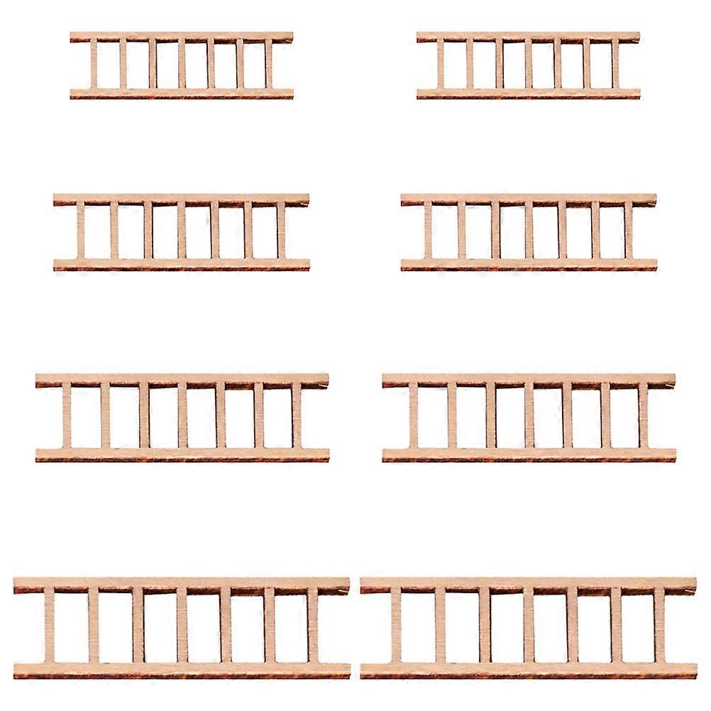 8pcs Mini Wooden Step Ladders for Dollhouse & Micro Landscape Decor – Unpainted Miniature Ladders for Creative Play, Garden Displays, and Craft