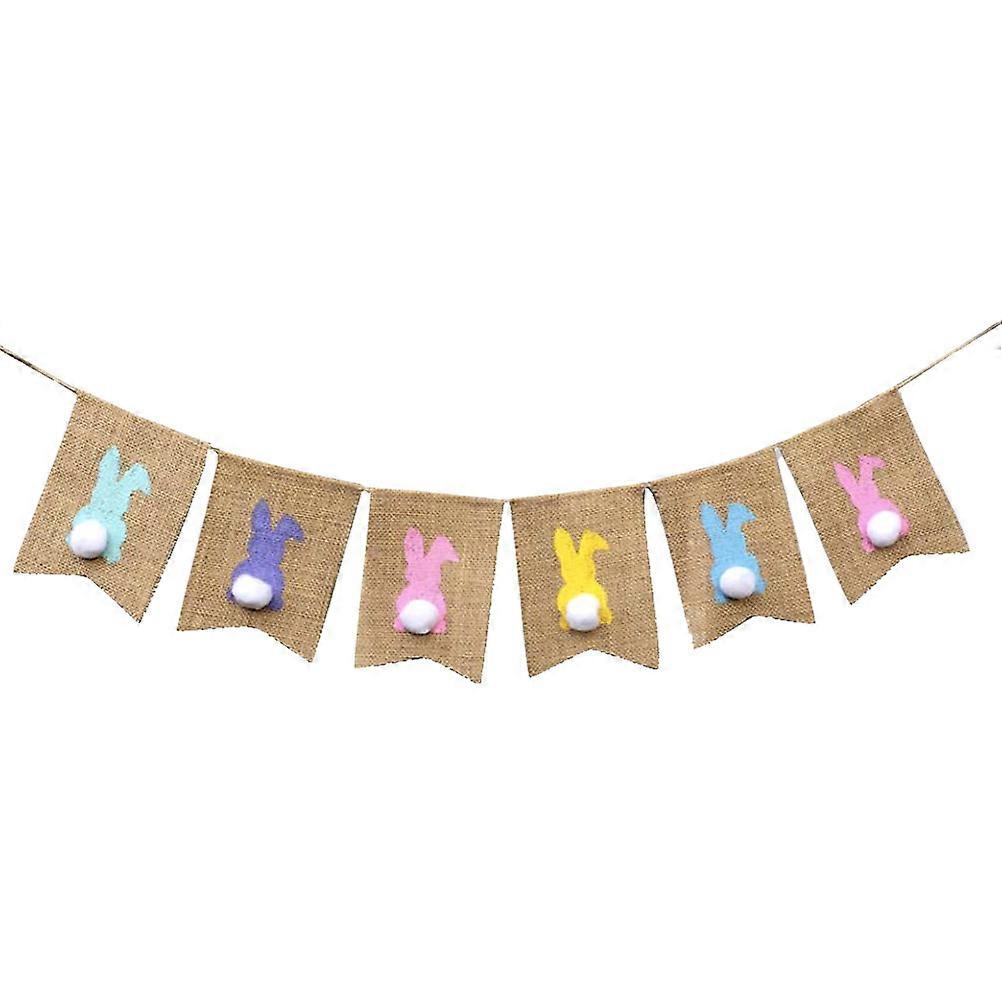 Bunting Banner Flags Easter Party Decorations Colorful Bunnies Garland 2 Meters 1Pack