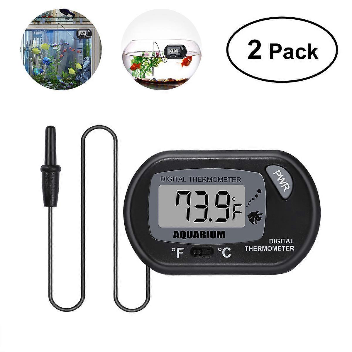 Hygrometer for Reptile Tank Ueetek Digital Lcd Thermometer for Reptile Terrarium Use in Black 2Pcs