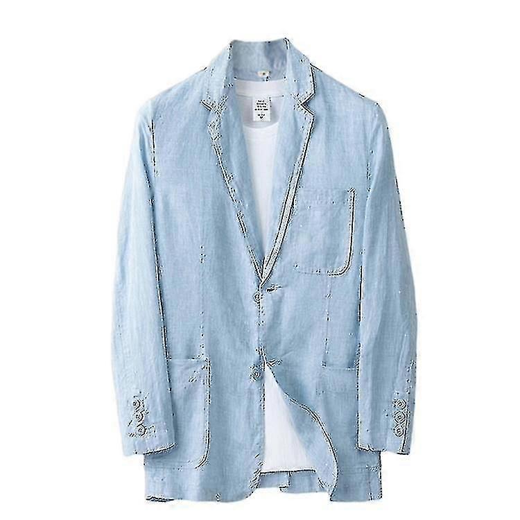 Men's Linen Blazer Lightweight Jacket Coat Two Button