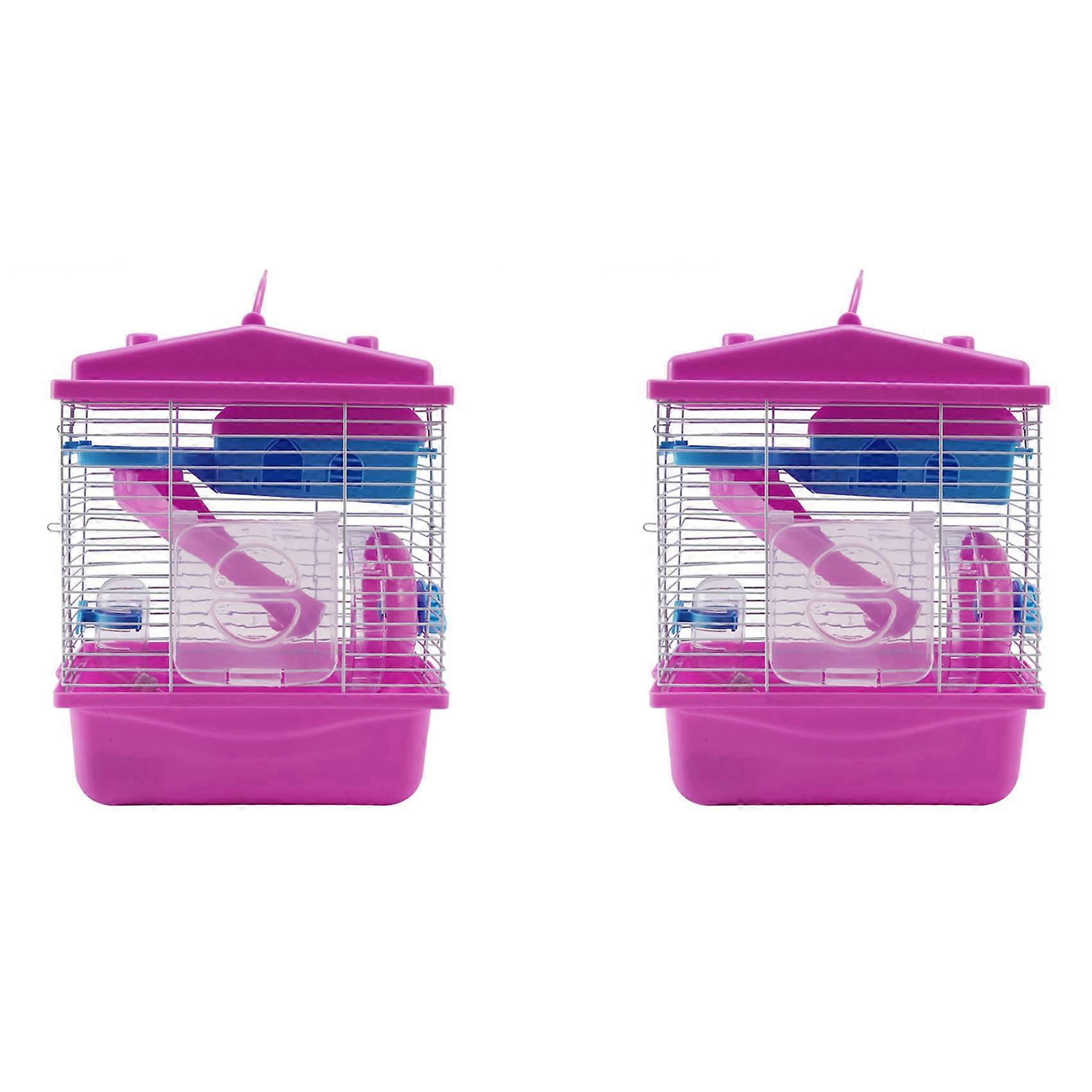 Pet Cage Hamster Cottage with Skylight Double Layer House Pink