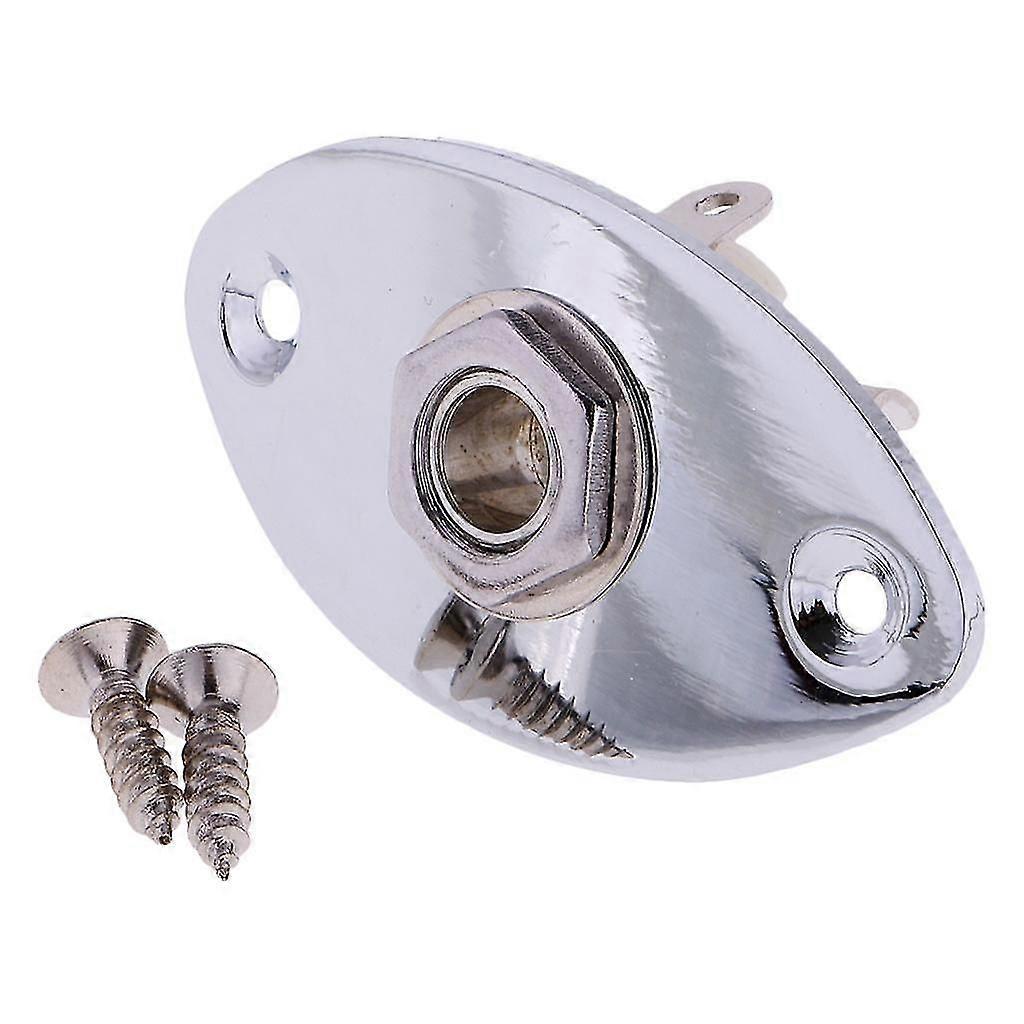 Oval Indented Output Input Jack Plug Socket for Electric Guitar Bass Silver