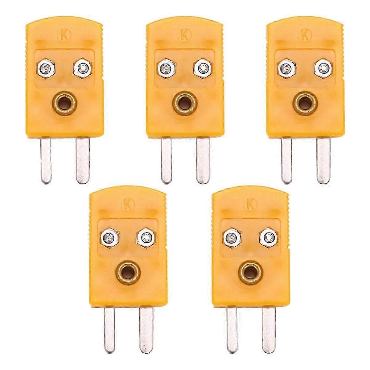 5Pcs RTD Circuits K Type Temperature Sensor Thermocouple Plugs Yellow