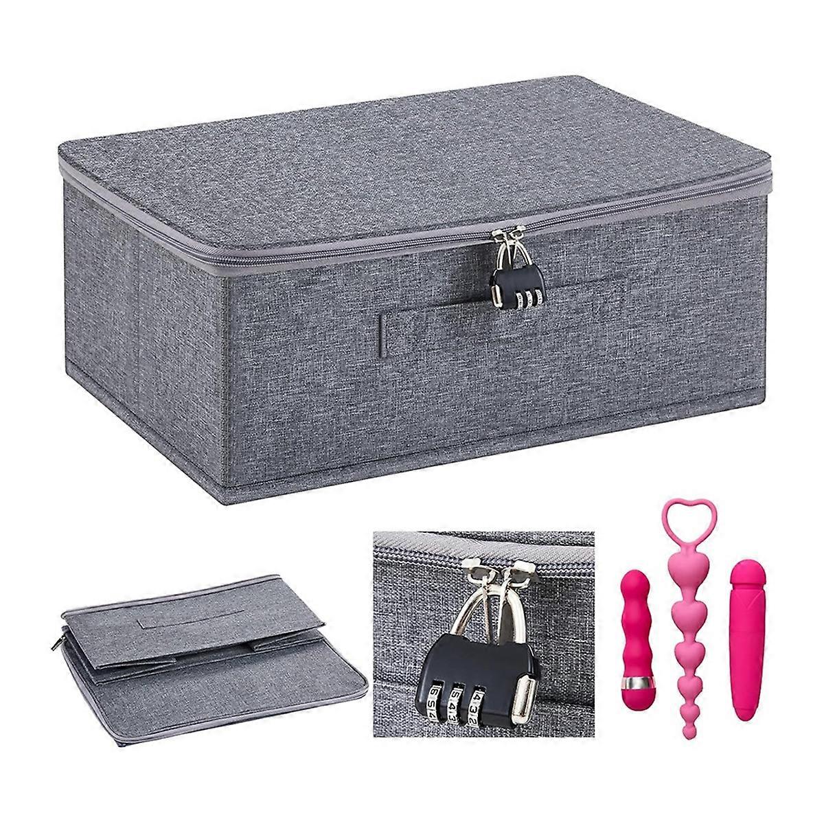 Discreet Lockable Adult Toy Bag Storage Organizer Toy Bag Storage Bins Case with Zipper Lid 15x10x6.
