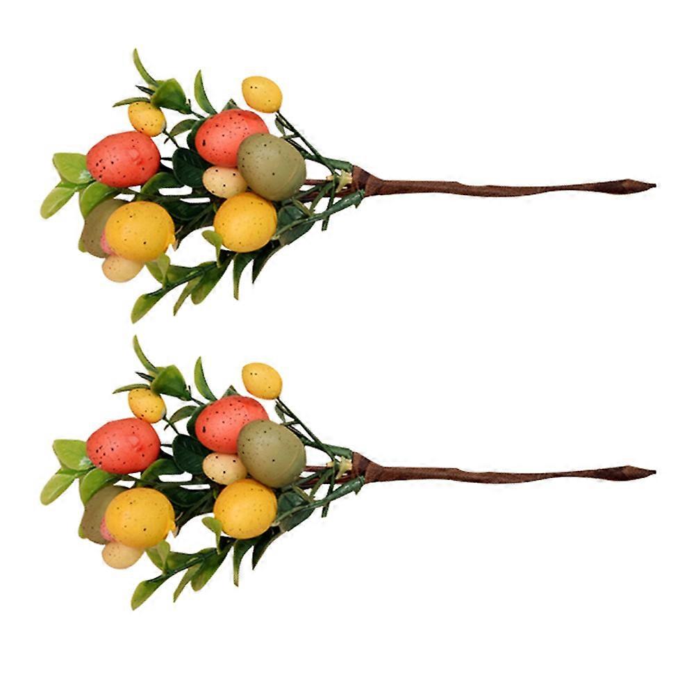 Flower Ornaments Colorful Artificial Eggs Diy Crafting Home Decorations for Photographers and Creative Projects 2Pcs