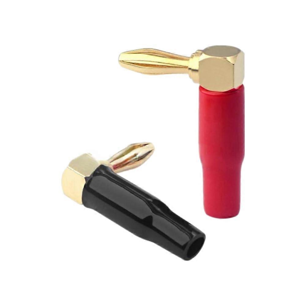 4mm L-Shaped Banana Connector Right Angle Plug 90 Degree Soft Shell 20 Pack Red Black for Speakers and Video Equipment