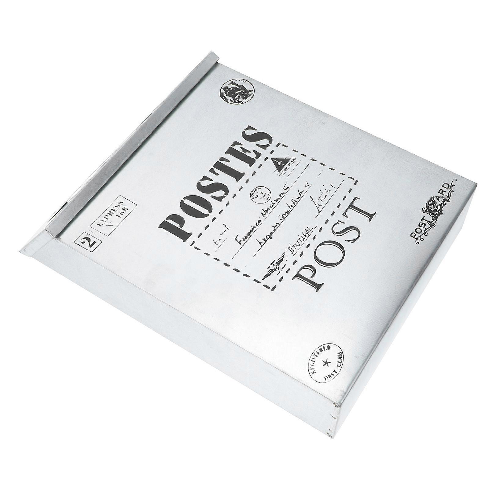 Retro Mailbox Wall Mount Decorative Mailbox Outdoor Use Silver 29x21.5cm 1Set