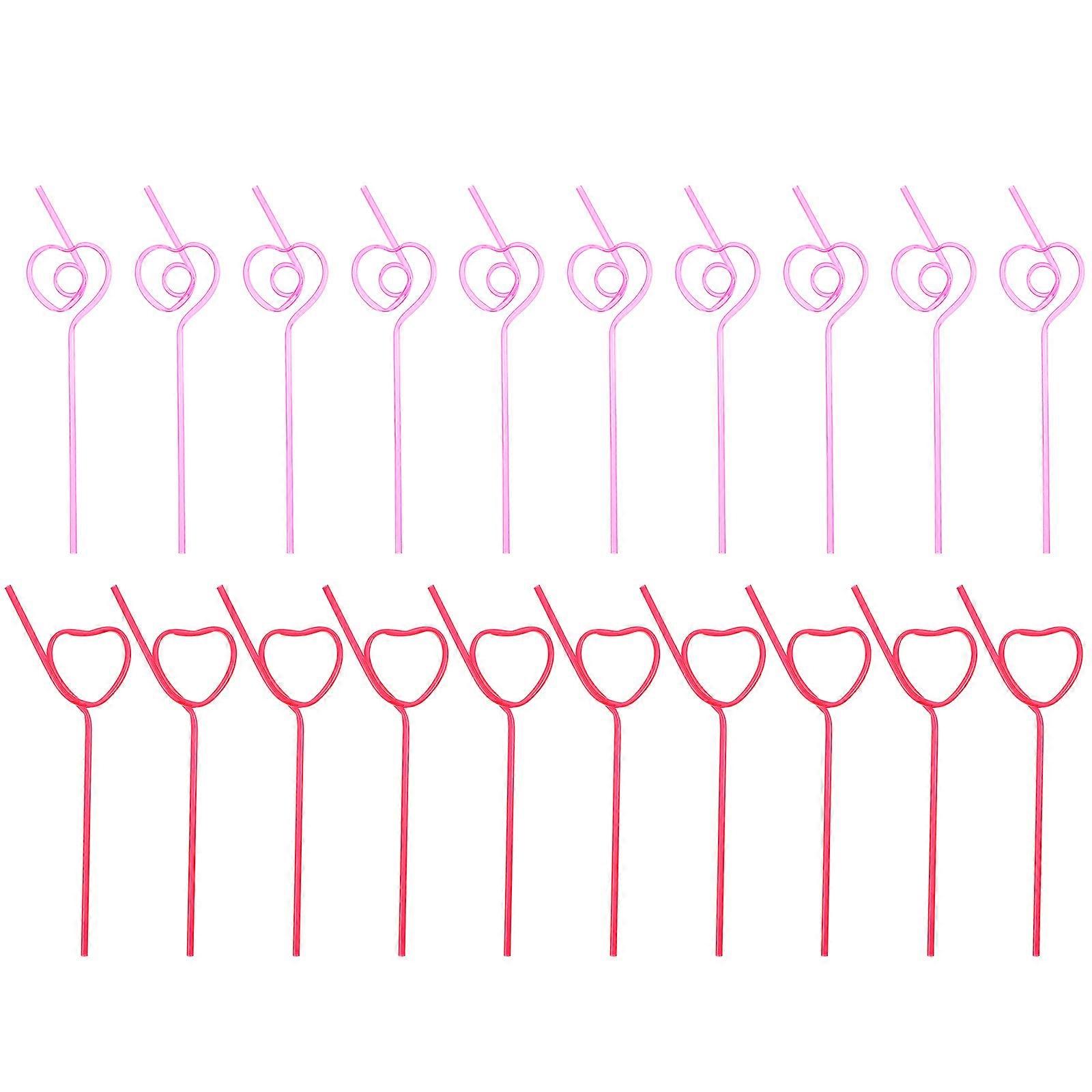 Children Straws Reusable Shaping Straws Drinking Straws Twisted Straws Straws Valentine's Theme 25X6CM 40Pcs