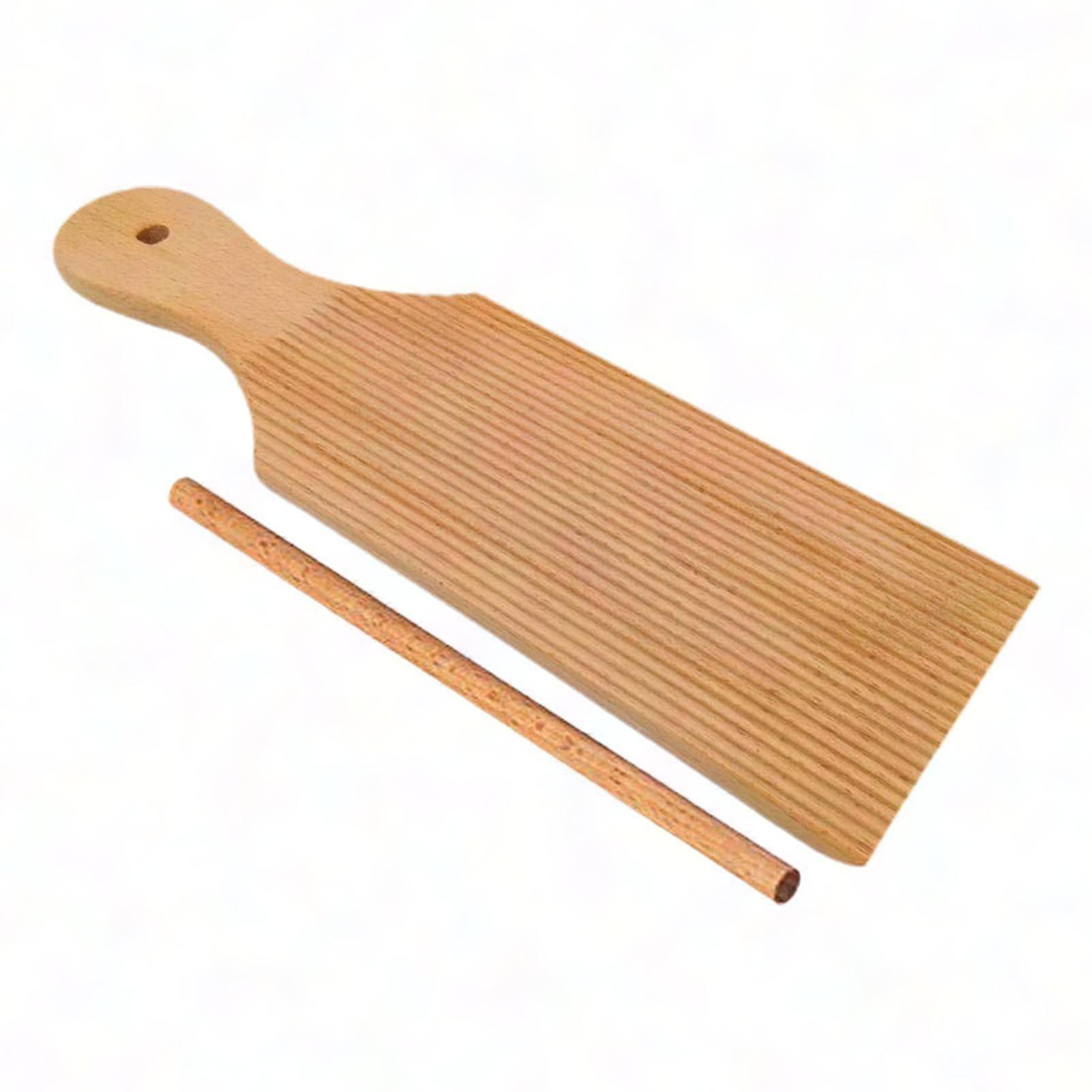 1 Set Wooden Pasta Board with Wave Pattern for Homemade Gnocchi & Fine Texture Pasta Making