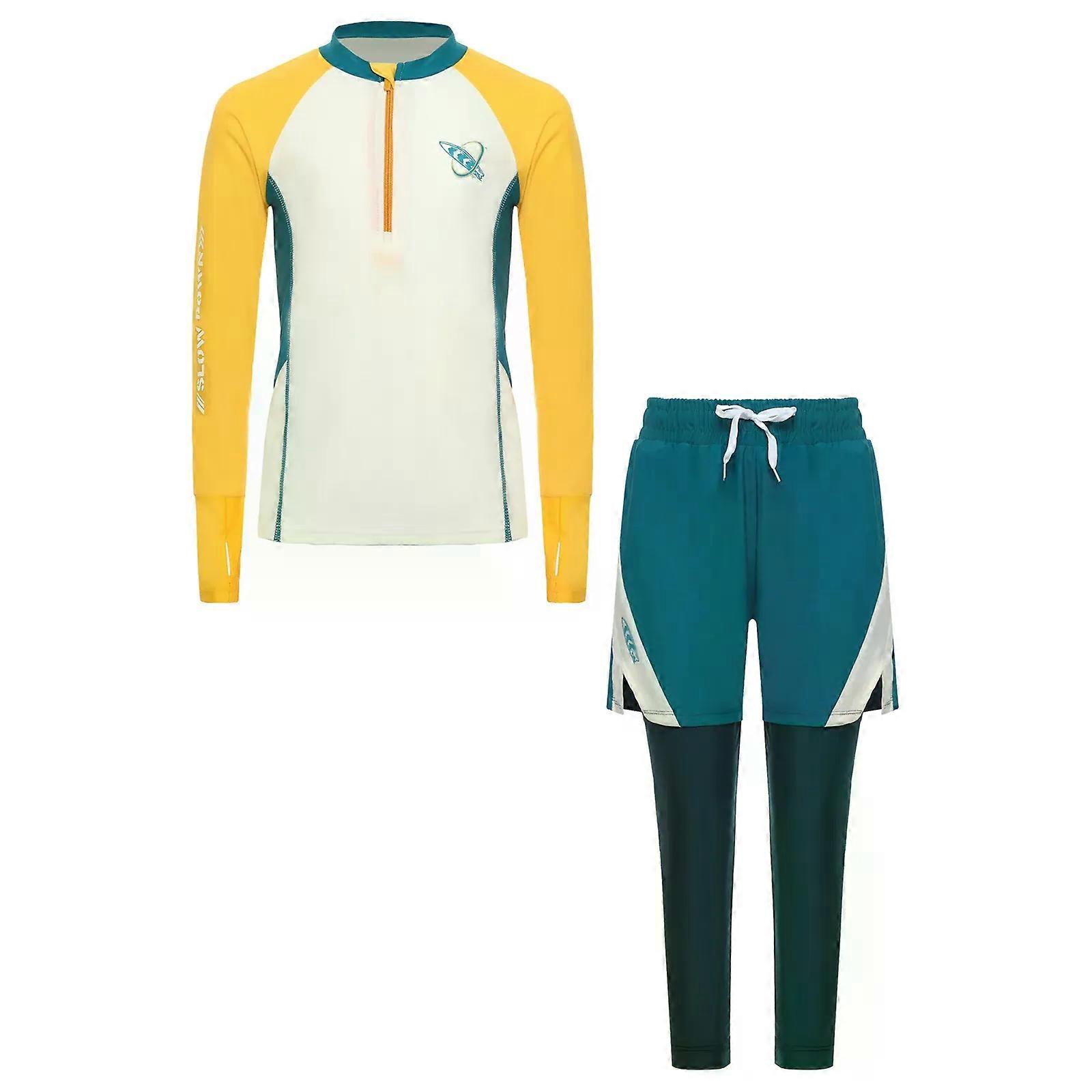 Barn Pojke Snabbtorkande Solskyddsmedel Badkläder Rash Guard Långärmade toppar med byxor Baddräkt för surfing pool Strand Vattensport
