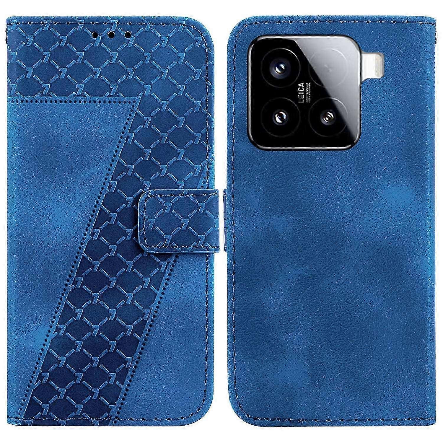 Stand Case with 7-Shaped Pattern Imprint Leather Cover for Compatible Brand 15