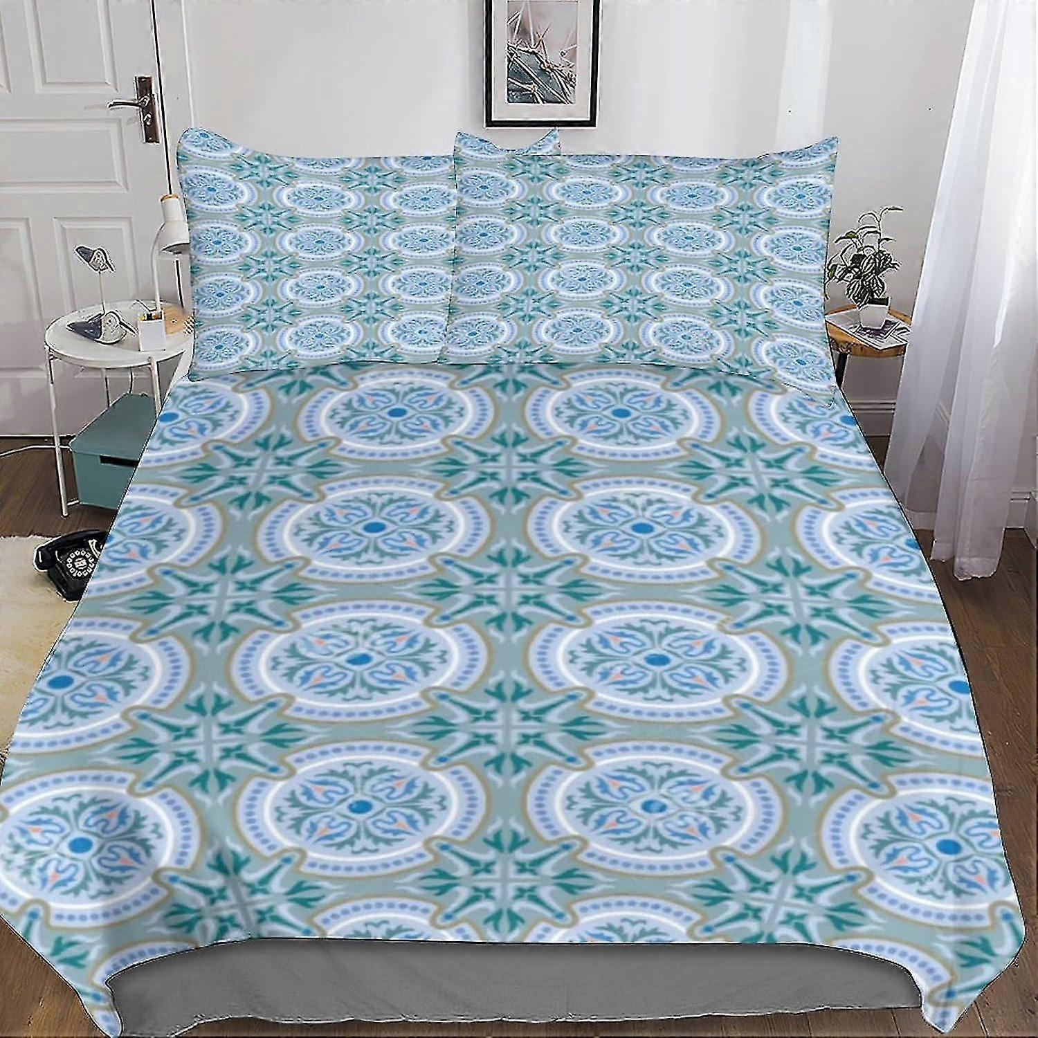 3D Upholstered Mattress in Moroccan Style, Microfibre Mattress Set with Zip and 2 Pillowcases for Teens and Adults