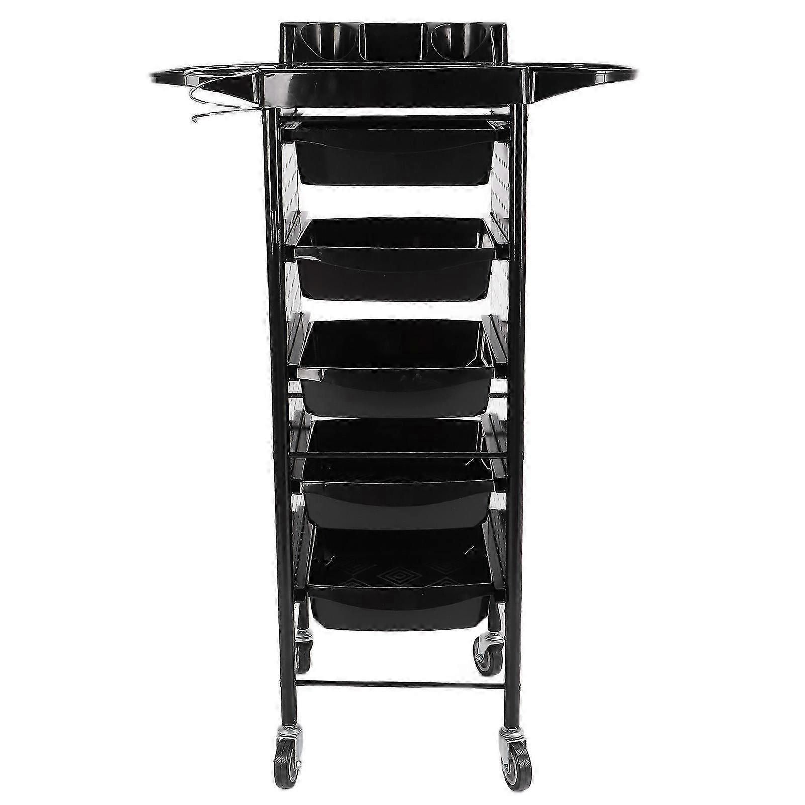 Salon Trolley Cart Black Space Saving Salon Beauty Rolling Cart For Extra Storage