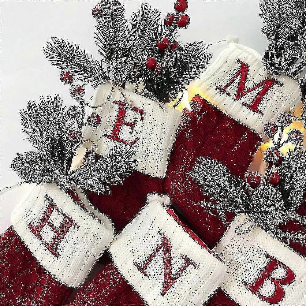 Red Snowflake Alphabet Letters Christmas Stocking and Tree Pendant Decorations for Home Xmas Gift
