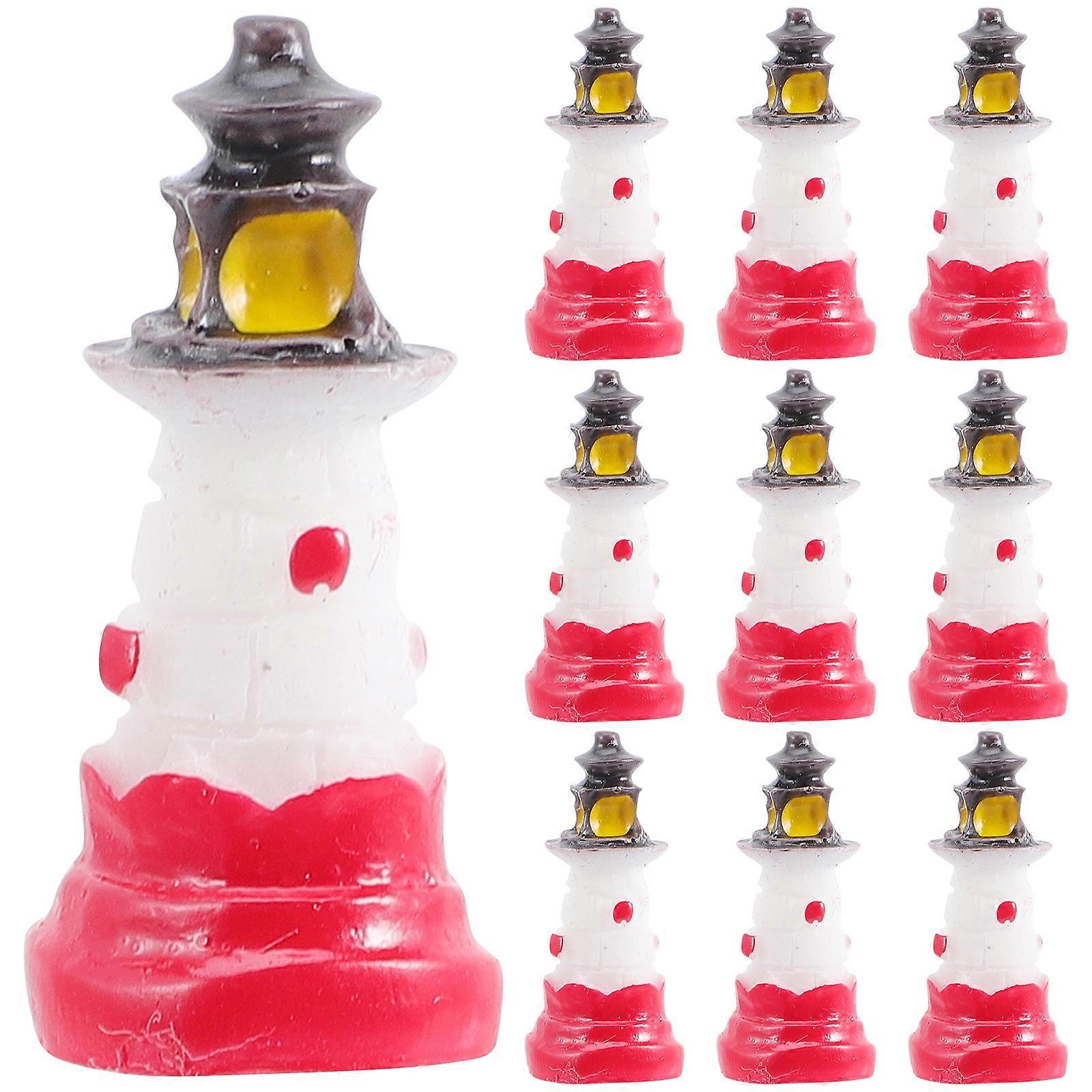Mini Lighthouse Ornament Home Desktop Ornament Ornaments Assorted Color 12Pcs