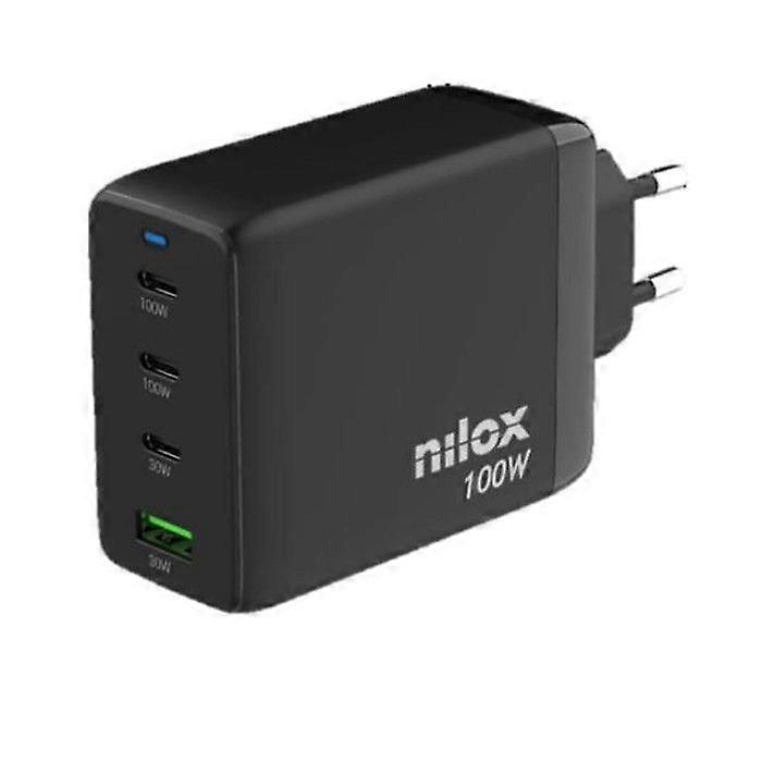 Caricabatterie universale GAN Nilox 100W 4 porte NXGANUSBC100 con display digitale