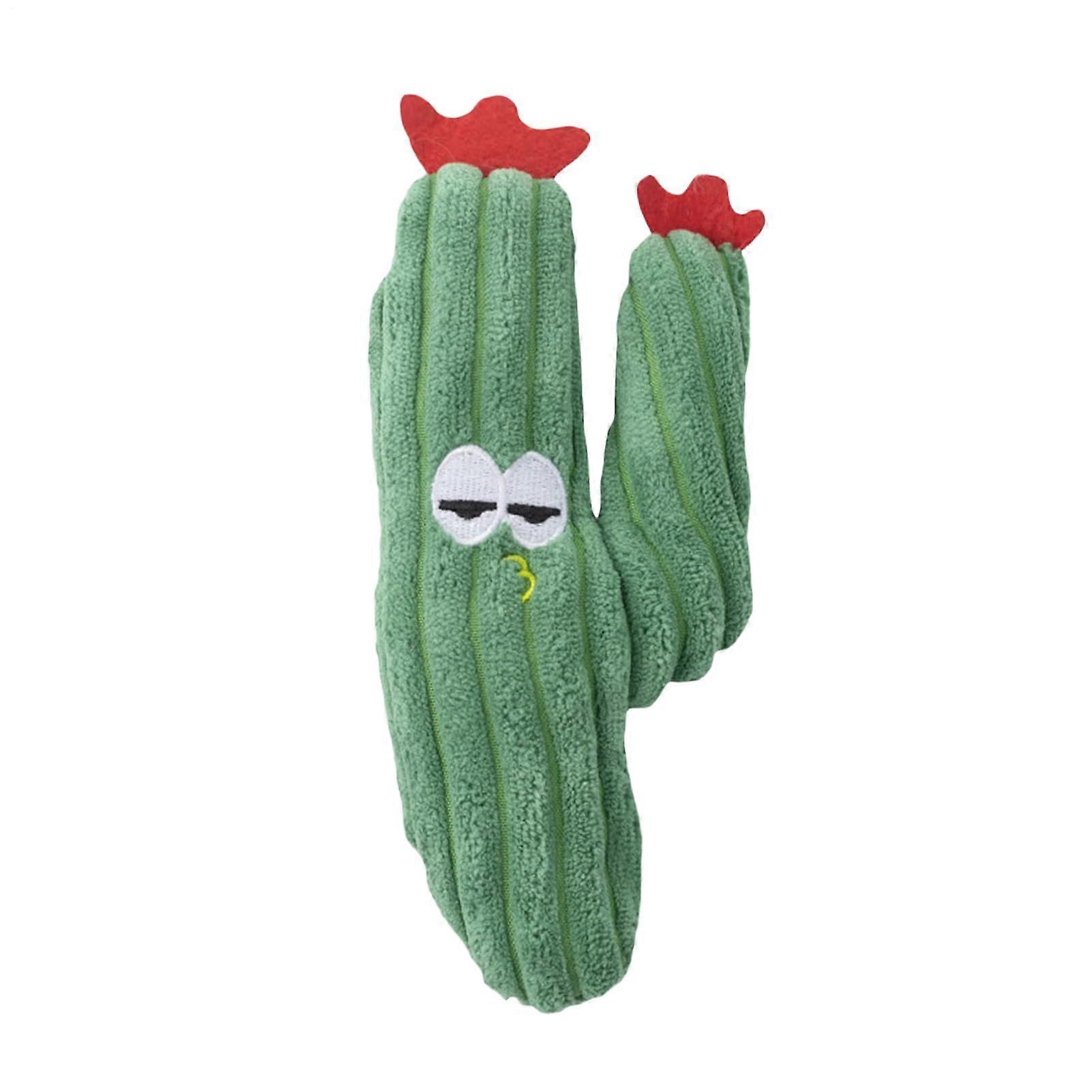 Kitten Chew Toy, Catnip Interactive Toy, Interactive Cuddly Cactus with Calming Effect, Crushable Pillow, BiteResistant for Mental Stimulation, Green