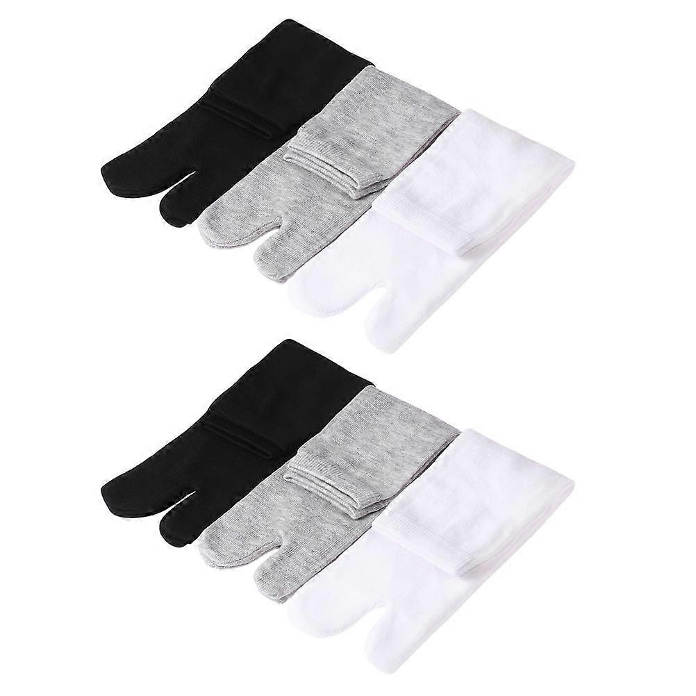 6 Pairs Two finger Socks Delicate Breathable Decorative Socks