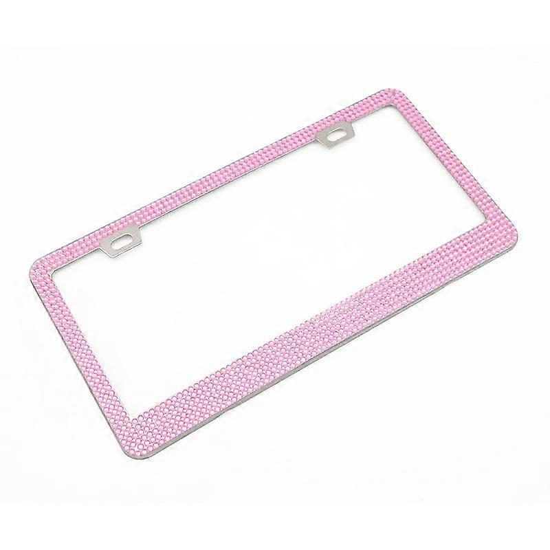 US License Plate Frame Square Hole Pink Diamond