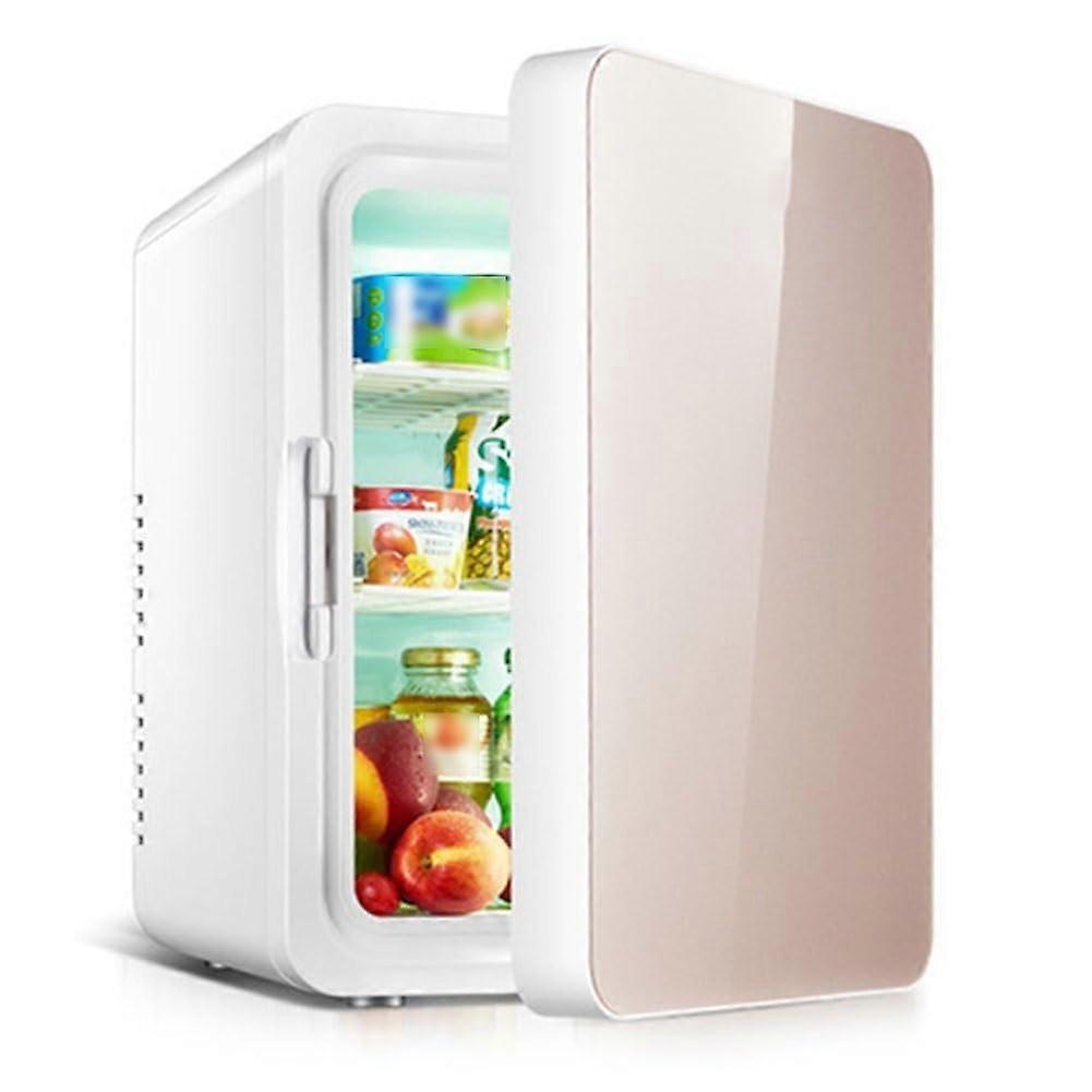 10L Mini Fridge for Bedroom, Drinks Cooler, Compact Fridge AC DC (Gold)