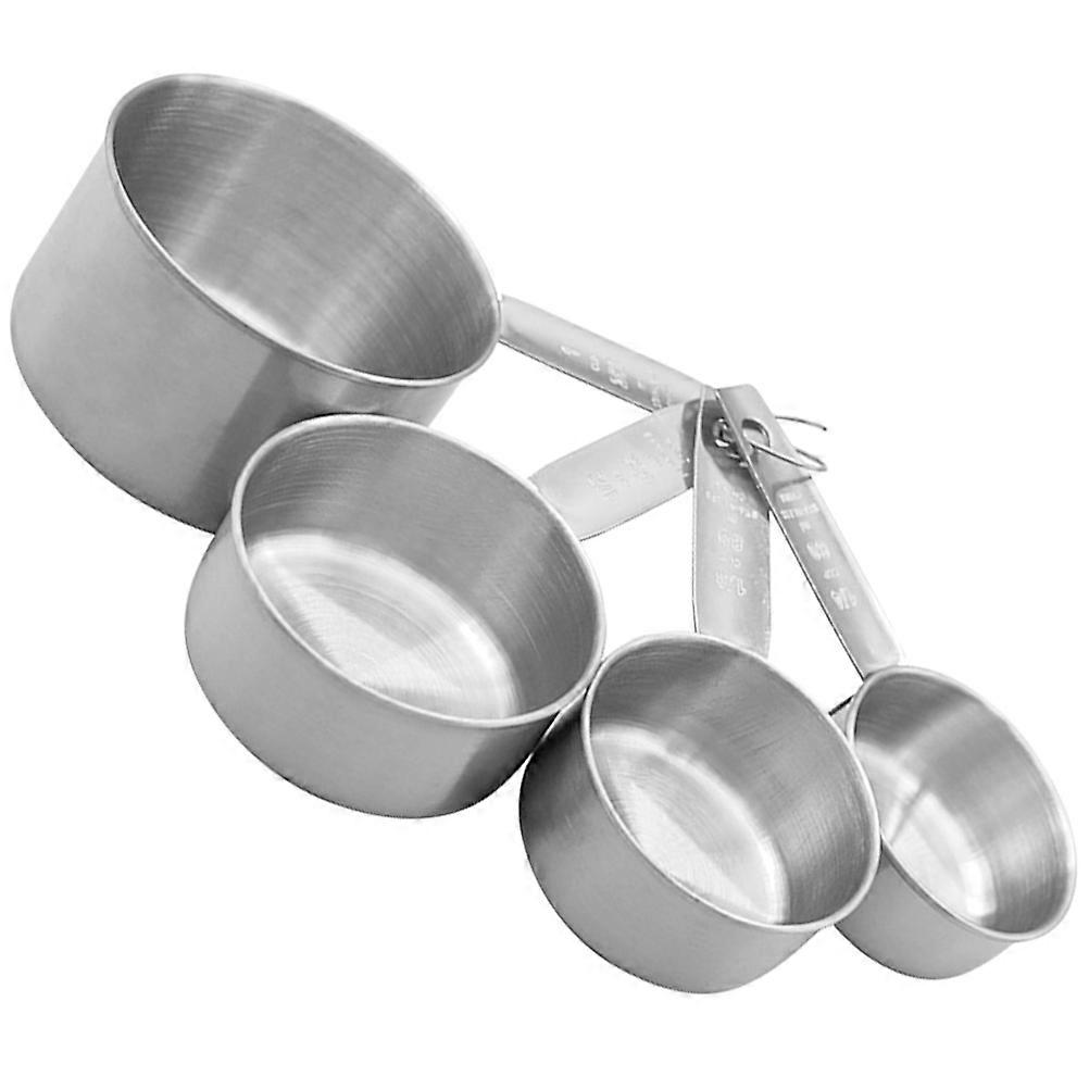 Stainless Steel Measuring Spoons Professional Baking Tools Ergonomic Handle Silver 4Pcs
