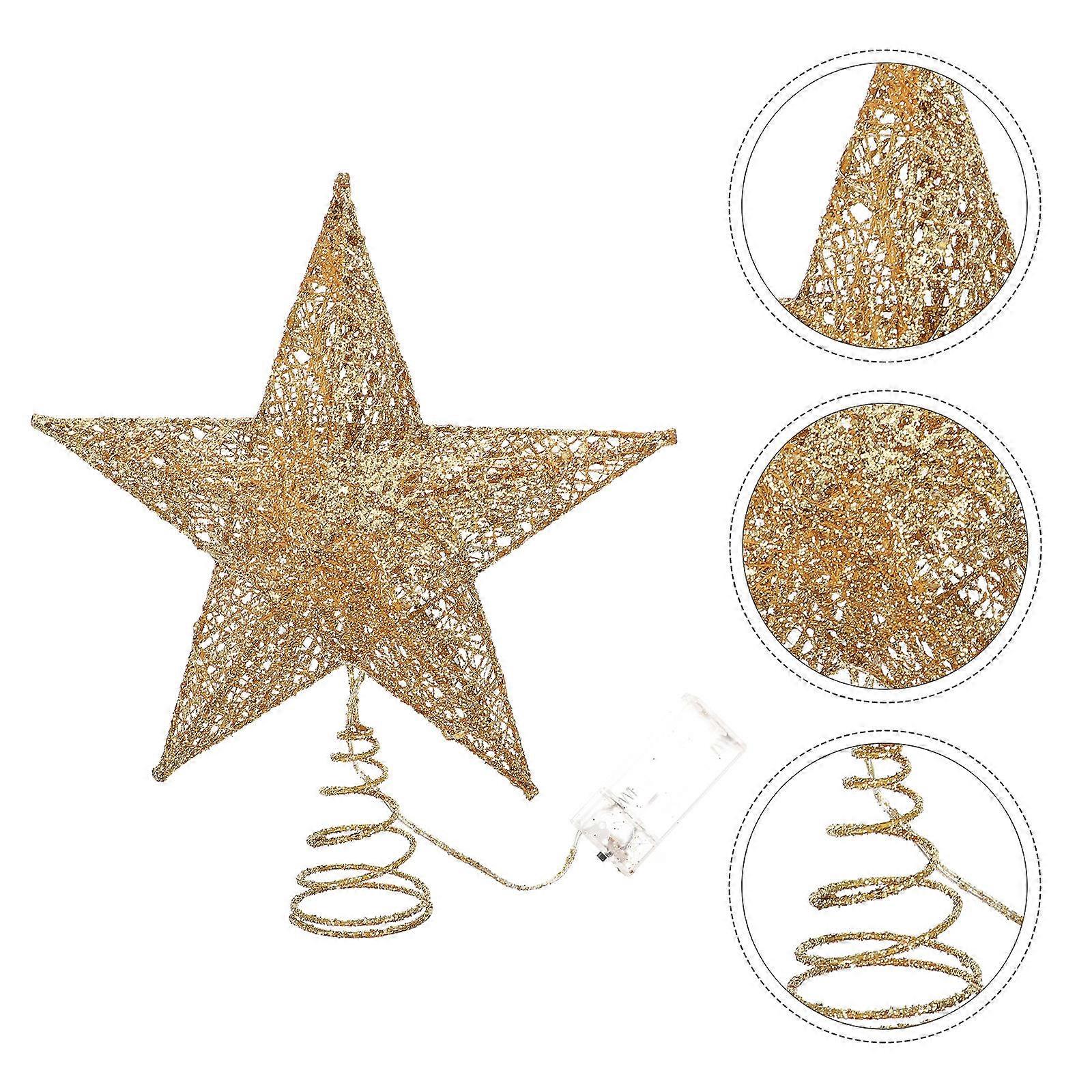 Here's a refined and professional product description based on the title you provided:
**Gold Star Design LED Christmas Tree Topper with Copper