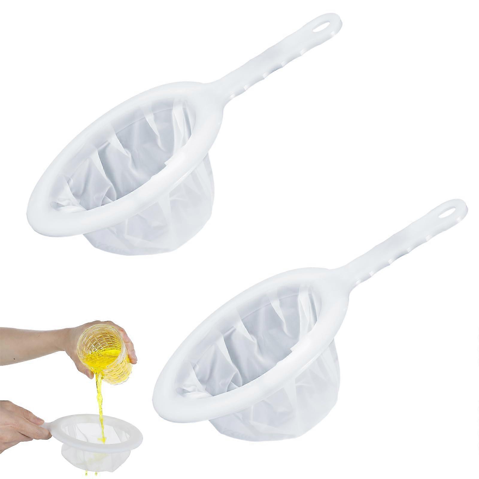 Pack of 2 Fine Strainer, Nylon Sieve with Handle, 120/200 Mesh