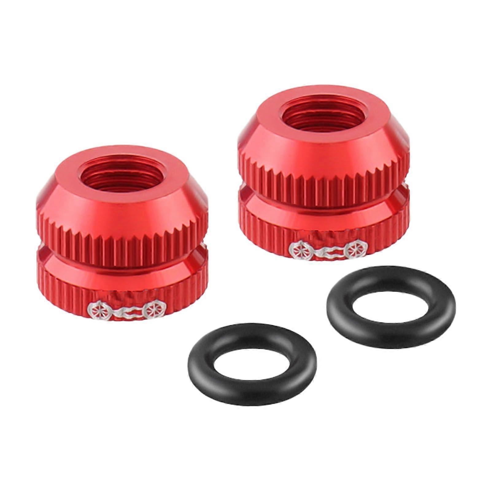 2 Pack Bicycle Inner Tube Tire Locking Valve Nuts with Sealing Rings Dust Cap Protector to Prevent Leakage Red