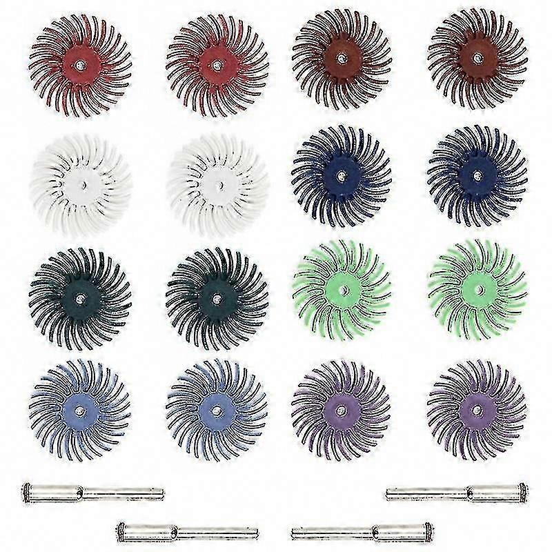 16pcs Mixed Abrasive Brush Wheel Set with 4 Mandrels for Tools & Buffing
