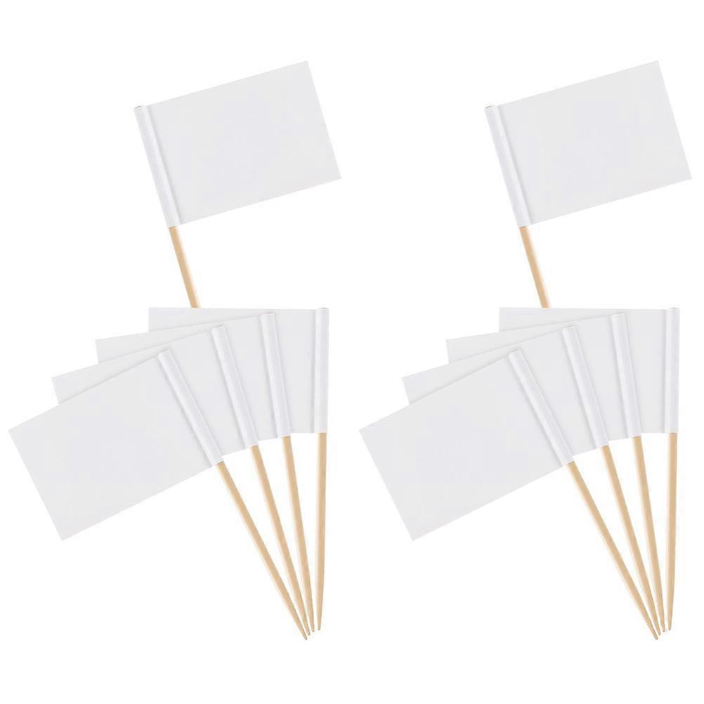 200pcs White Toothpick Flags for Cake Decoration Synthetic Material Perfect for Parties and Events