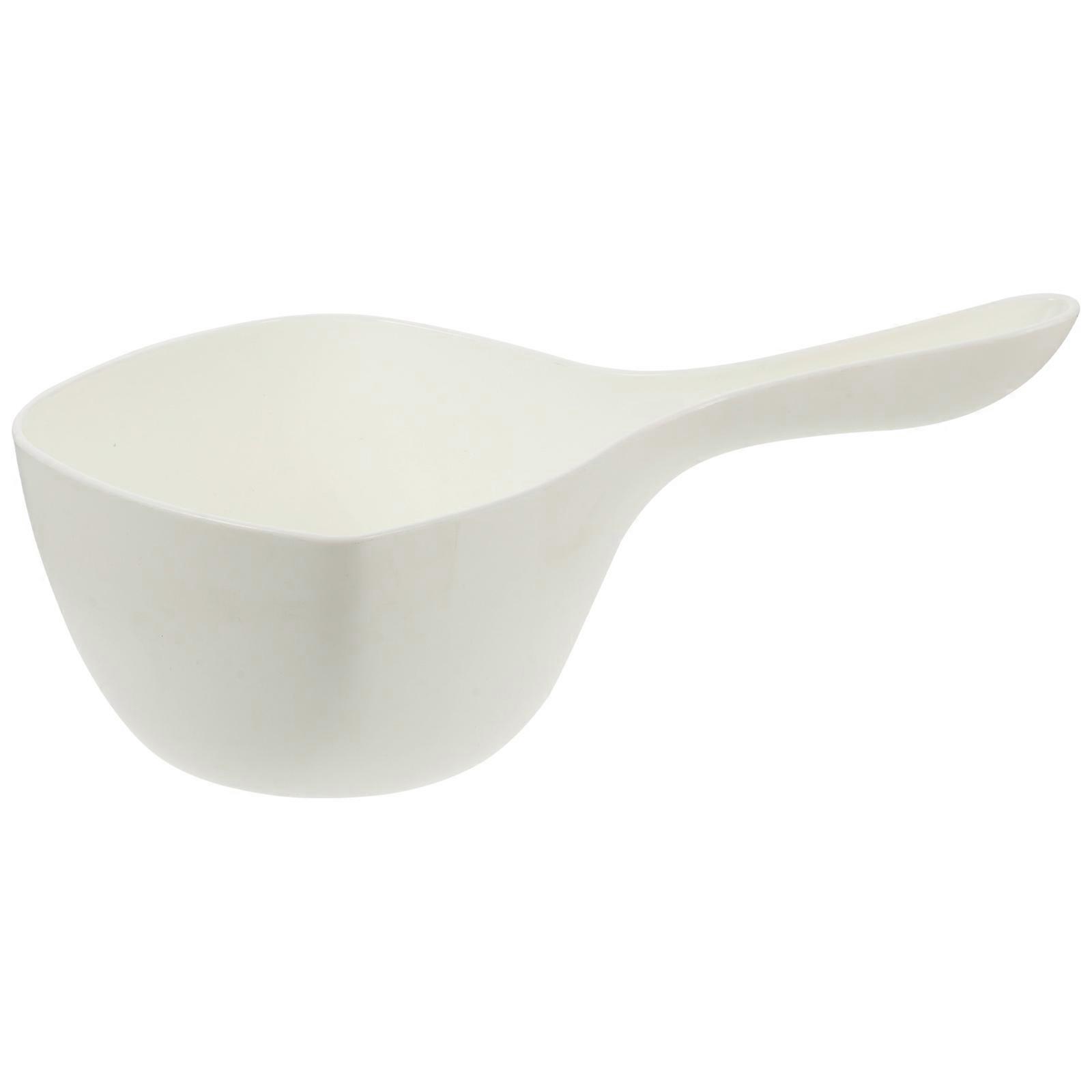 White Plastic Mini Ladle for Home Use Comfortable Handle Perfect for Kitchen Shower and Garden 11.8 in