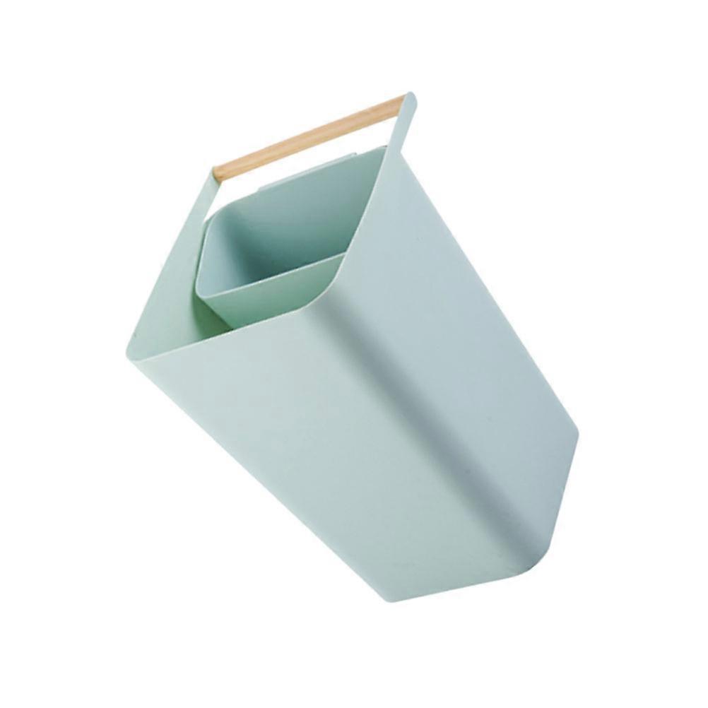 Plastic Trash Can Garbage Can for Office Use Garbage Separation Cylindrical Shape Light Green 32*21*24.5 Cm 1Set