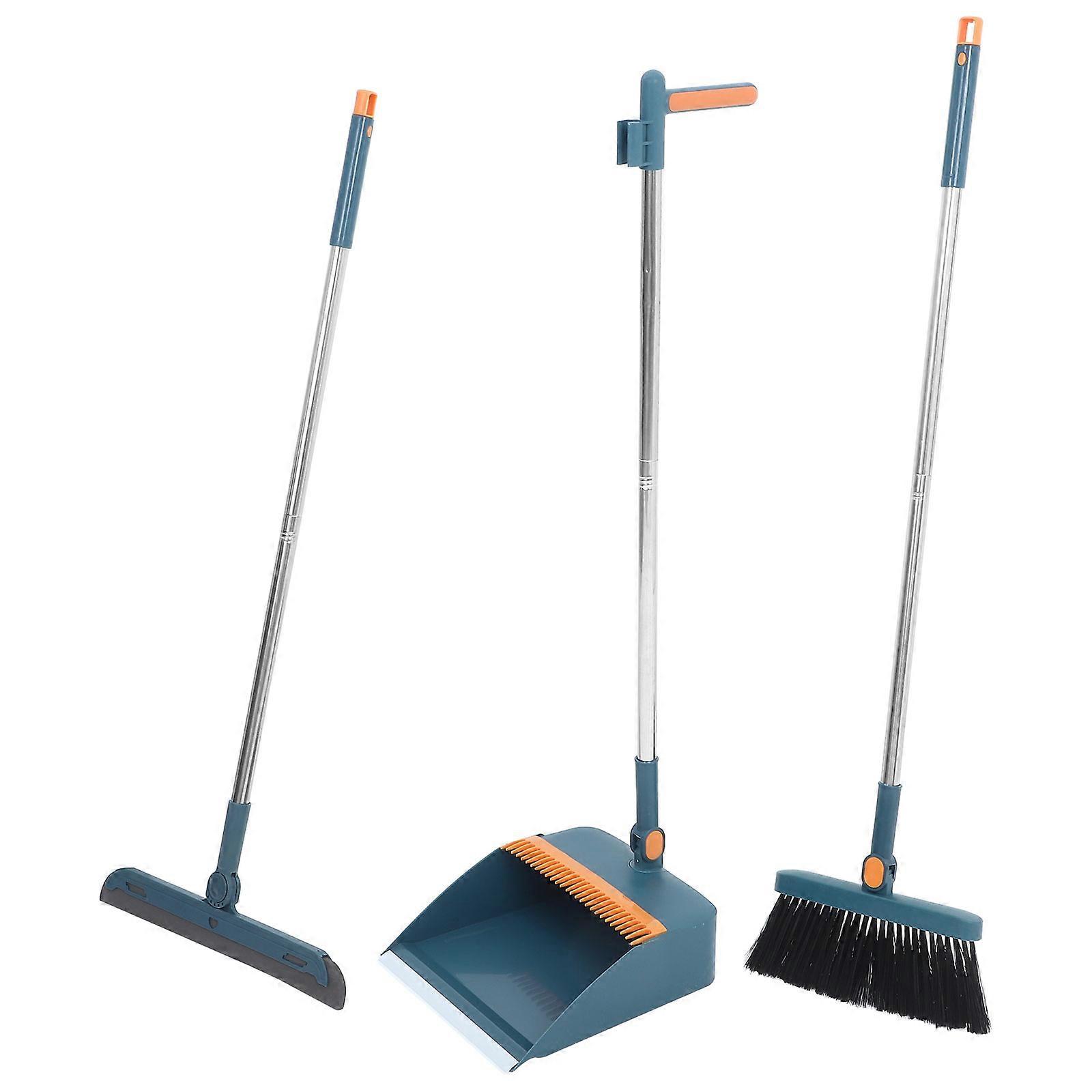 Long Handle Dustpan Broom Kit with Squeegee – Ergonomic, Durable Water Clearing Tool for Efficient Household Floor Cleaning