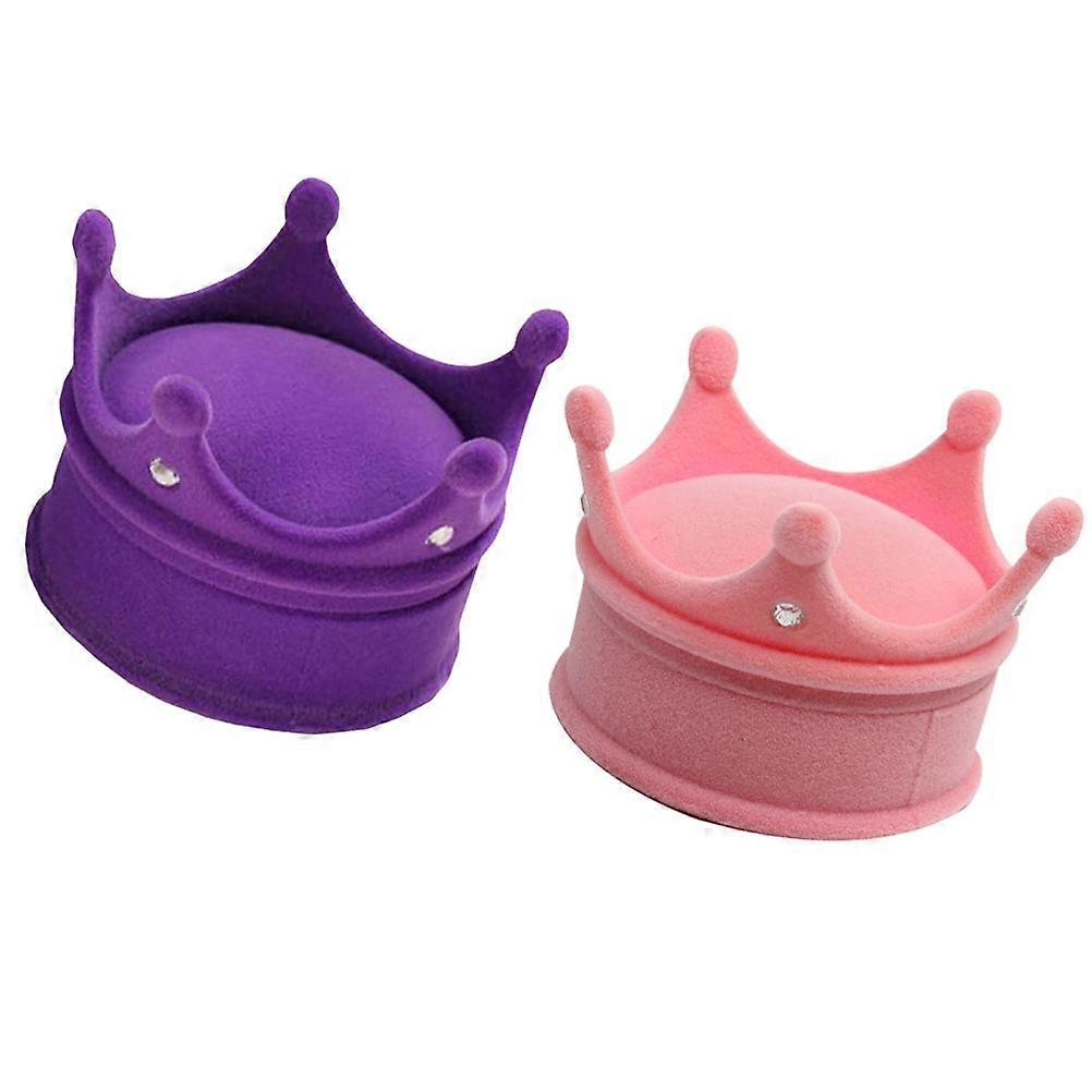 Portable Jewelry Box Elegant Ear Stud Storage Box Pink Home Use 6.5x6.5x4.7cm Flannel 2Set