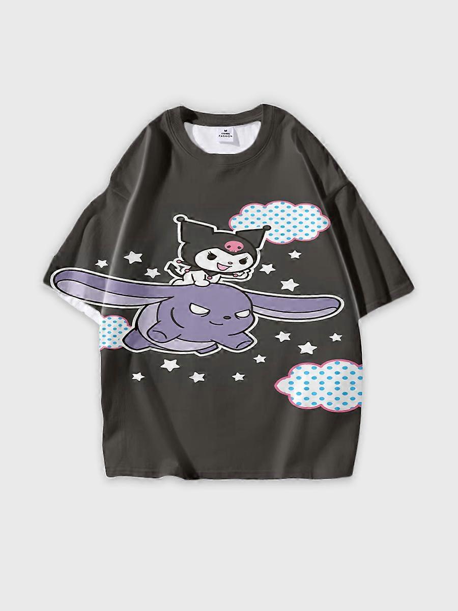 T-shirt round neck Cartoon Pattern loose short sleeve B237